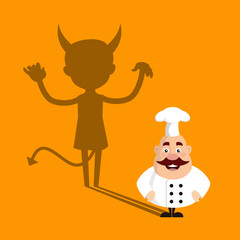 Fat Funny Chef - Devil person Standing with Fake Smile