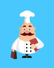Fat Funny Chef - Standing with File and Briefcase