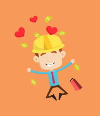 Engineer Builder Architect - Jumping with Hearts and Money
