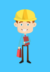 Engineer Builder Architect - Standing with File and Briefcase