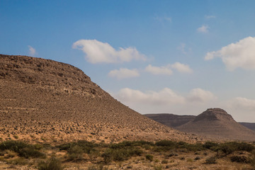 Fototapeta na wymiar Mountains in Tunisia on the way to the Sahara desert.