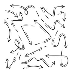 doodle sketch arrows set comic style