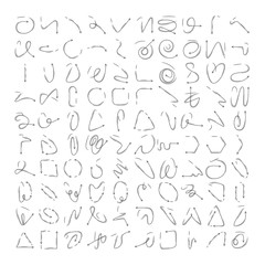 doodle arrows icons set comic style