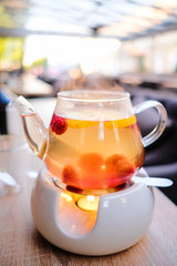 fruit tea with raspberry and lemon