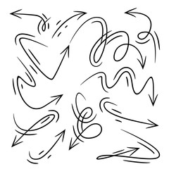 doodle hand drawn arrows set comic style