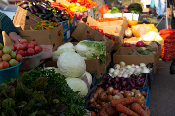 Fair with various vegetables and fruits for sale