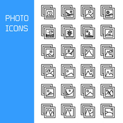 photo and image file icons set line design