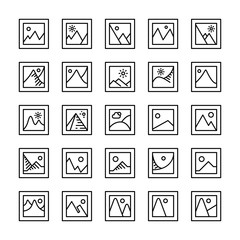 photo and image file icons set line design