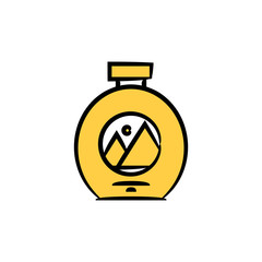 bottle package and brand icon for branding design concept yellow hand drawn