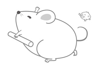 子、鼠のイラスト、年賀状素材、年賀状用イラスト素材、イラスト素材、年賀状、素材、正月、お正月、年賀は