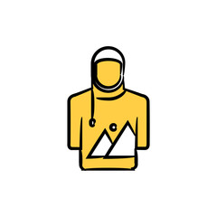 cloth and brand icon for branding design concept yellow hand drawn