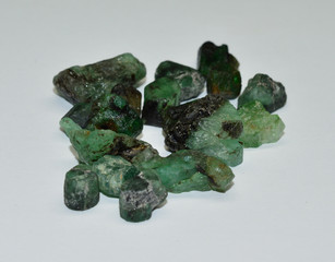 Emerald raw gemstones