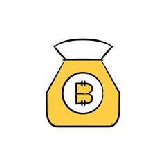 bitcoin purse crypto currency concept yellow icons