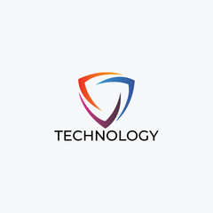 Fototapeta premium Szablon logo streszczenie technologii. Kolorowe, gradientowe.