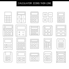 calculator icons vector set thin line design