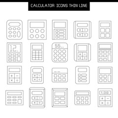 calculator icons vector set thin line design