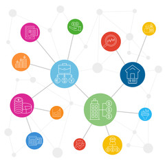 financial and fund management network diagram concept