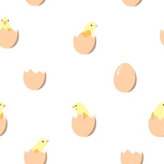 Seamless pattern with chickens in eggs