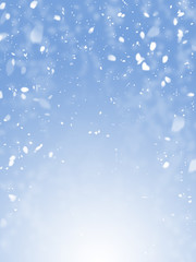 Fototapeta na wymiar Snow bokeh one blue background for Christmas