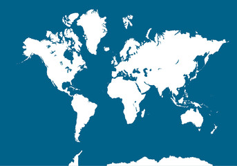 World Map on blue background.