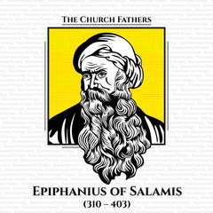 Epiphanius of Salamis (310 – 403) was the bishop of Salamis, Cyprus at the end of the 4th century. He is considered a saint and a Church Father by both the Orthodox and Roman Catholic Churches. He gai - obrazy, fototapety, plakaty