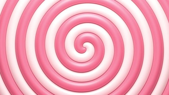 Sweet candy pink and white spiral rotating background. Seamless loop. 3d rendering