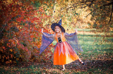  Girl in fabulous dress witch, forest