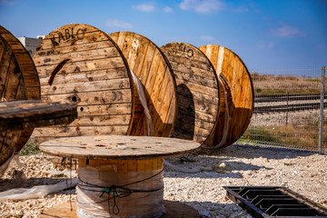 empty construction of the coil are on the street