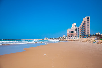 promenade of the Mediterranean sea in Haifa.