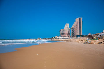promenade of the Mediterranean sea in Haifa.