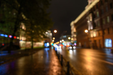 Fototapeta na wymiar View of traffic in city street, blured background