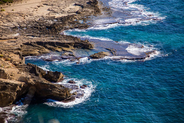 The rocky coast of the Mediterranean sea,the Grotto of Rosh Hanikra.