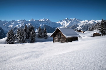 Winterlandschaft in Österreich, Vorarlberg, Montafon