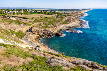 The rocky coast of the Mediterranean sea,the Grotto of Rosh Hanikra.