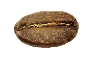 coffee beans roasted close - up macro isolated on white background