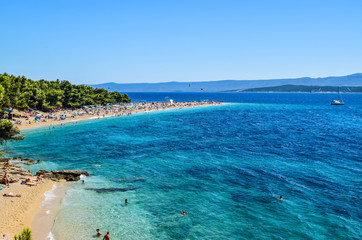 Zlatni Rat beach (Golden Horn), Bol city, Brac island, Croatia.