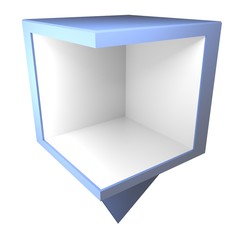Blue positioning box, empty, with white internal sides - 3D rendring illustration