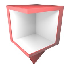 Red positioning box, empty, with white internal sides - 3D rendring illustration