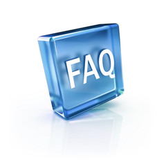 blue FAQ text icon for the concepts of frequently asked questions or help assistance services