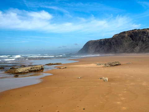Beach near Aljezur in Portugal at the coast Vicentina, where the fishermens trail starts.