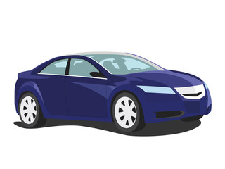 Fototapeta na wymiar Sedan blue realistic vector illustration isolated