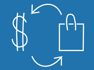 Selling icon vector blue white