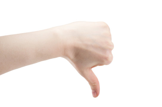 fist with thumb down isolated on white background, concept of negative, bad news