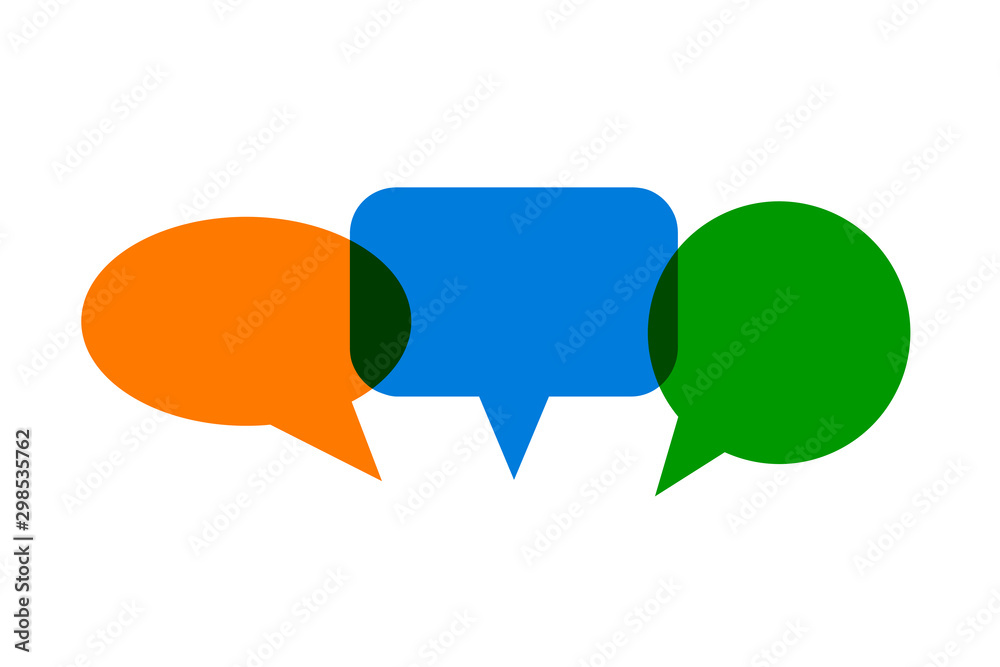 Poster set of three colored speech bubble, chat sign - stock vector