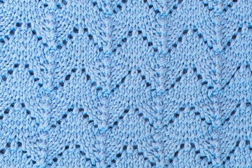 Fototapeta na wymiar Blue knitted wool background, texture