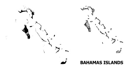 Fototapeta premium Solid and Network Map of Bahamas Islands