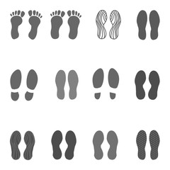 Set of steps in different shoes in black