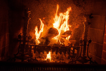 Obraz premium fire in fireplace