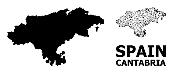 Obraz premium Solid and Network Map of Cantabria Province