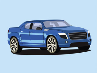Obraz na płótnie Canvas Pickup blue realistic vector illustration isolated